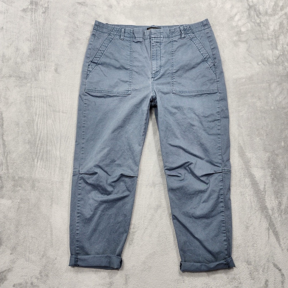 Banana Republic Pants Womens 14 Gray Girlfriend Chino Crop Cuffed Stretch Casual